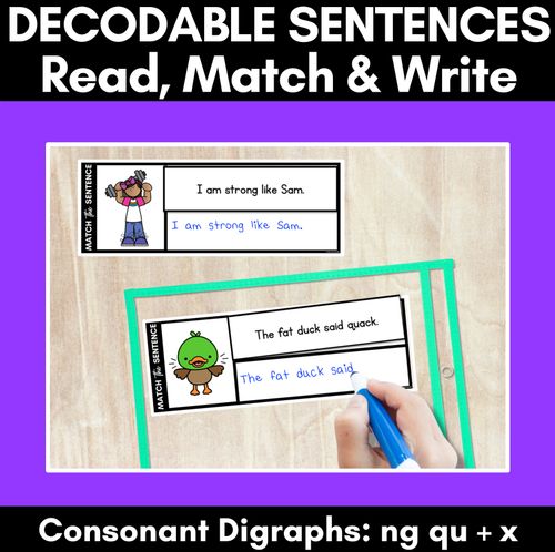 Resource preview 1 for QU NG X Decodable Sentences - Read, Match & Write
