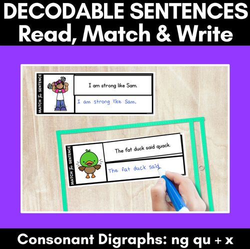 QU NG X Decodable Sentences - Read, Match & Write - Mrs Learning Bee