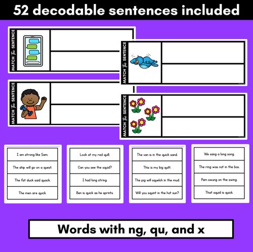 Resource preview 2 for QU NG X Decodable Sentences - Read, Match & Write