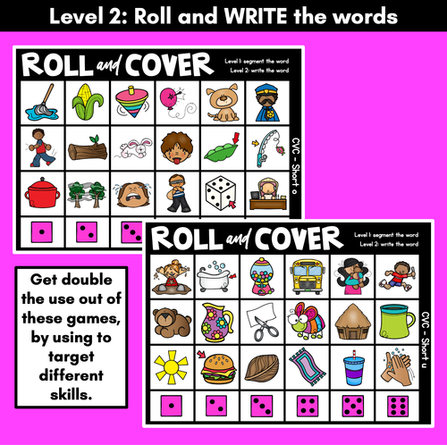 Resource preview 3 for No Prep Phonemic Awareness + Phonics Activity - ROLL & COVER CVC WORDS