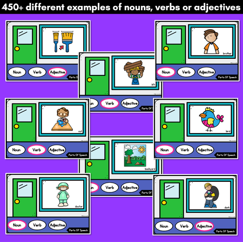 Resource preview 3 for Nouns Verbs Adjective Interactive PowerPoint Slides