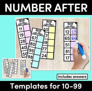 NUMBER AFTER Task Cards: 10-99