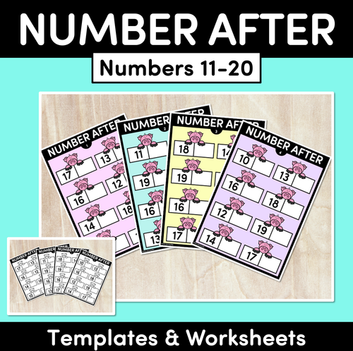 Resource preview 1 for NUMBER AFTER Worksheets & Templates: 10-20