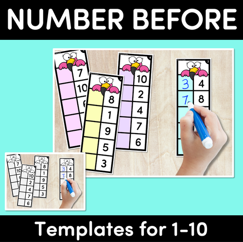 NUMBER BEFORE Task Cards: 1-10 - Mrs Learning Bee