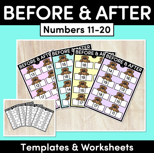 Resource preview 1 for NUMBER BEFORE & AFTER Worksheets & Templates: 10-20