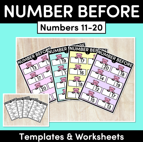 Resource preview 1 for NUMBER BEFORE Worksheets & Templates: 10-20