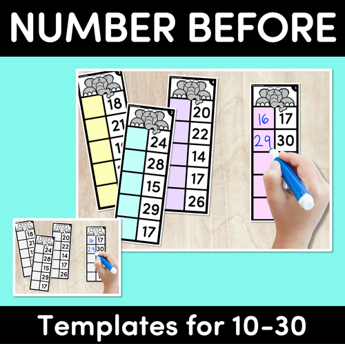 Resource preview 1 for NUMBER BEFORE Task Cards: 10-30