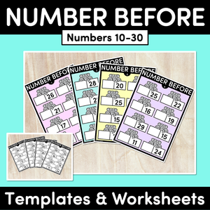 NUMBER BEFORE Worksheets & Templates 10-30