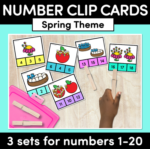 Resource preview 1 for NUMBERS 1-20 CLIP CARDS: Spring Theme