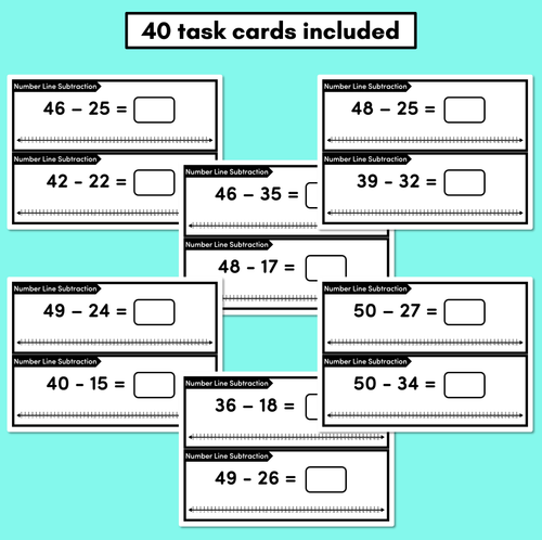 Resource preview 2 for Number Line Subtraction Task Cards Level 2: 2-Digit Subtraction