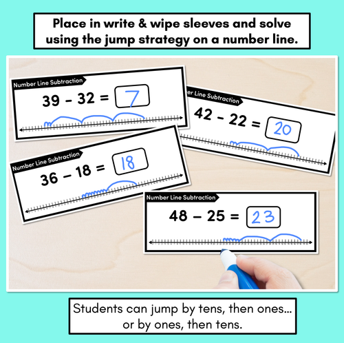 Resource preview 3 for Number Line Subtraction Task Cards Level 2: 2-Digit Subtraction