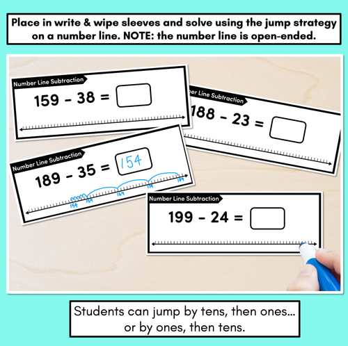 Resource preview 3 for Number Line Subtraction Task Cards Level 3: Subtracting 2-digit numbers from 3-digit numbers