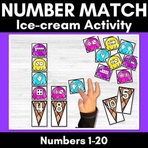 Number Match Ice-Cream Game - Numbers 1-20