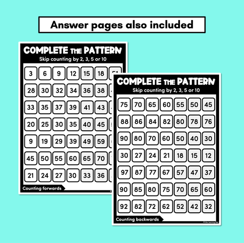 Resource preview 3 for Complete the Pattern Worksheets - Skip Counting by 2, 3, 5 or 10 - Forward & Backward Number Patterns