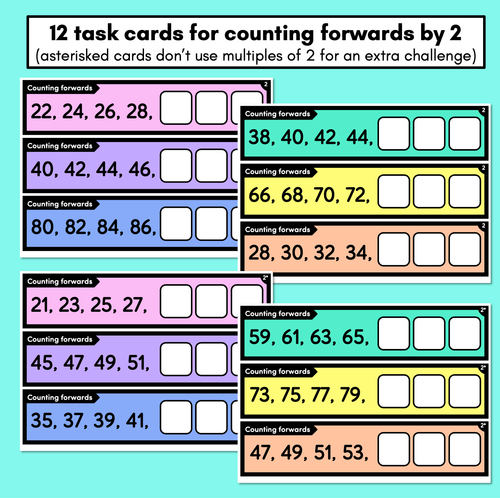 Resource preview 2 for Number Patterns - Complete the Pattern Task Cards - Skip Counting Forwards & Backwards by 2