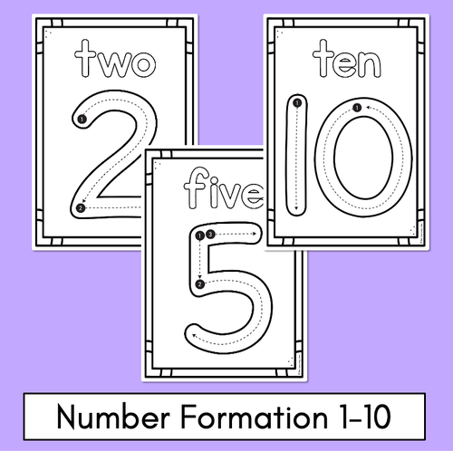 Resource preview 2 for Kindergarten Math Worksheets - Numbers 1 - 10 Practice Pages