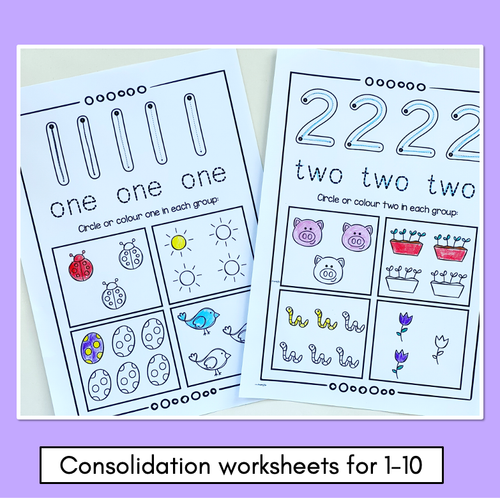 Resource preview 4 for Kindergarten Math Worksheets - Numbers 1 - 10 Practice Pages