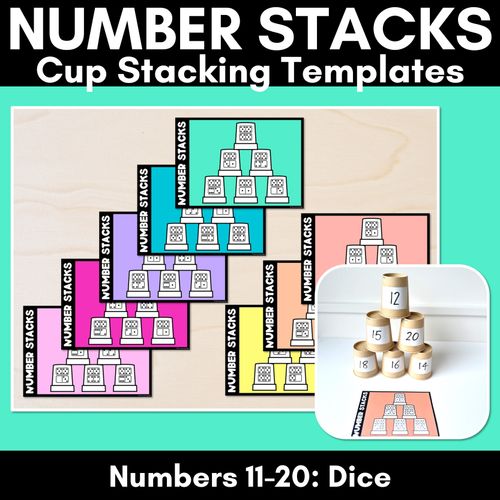 Resource preview 1 for Number Stacks - Cup Stacking Templates - Numbers 11-20 - DICE