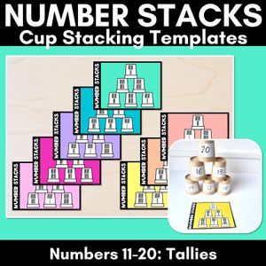 Number Stacks - Cup Stacking Templates - Numbers 11-20 - TALLY