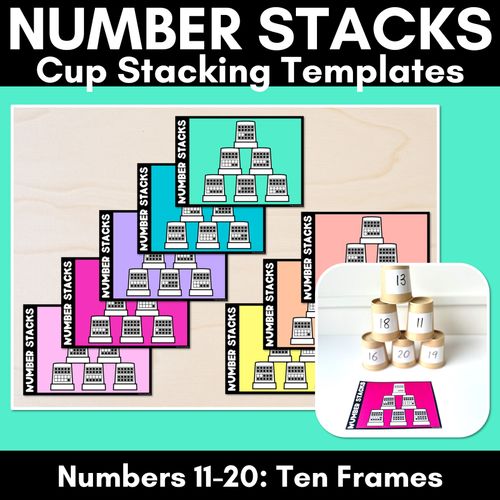 Resource preview 1 for Number Stacks - Cup Stacking Templates - Numbers 11-20 - TEN FRAMES