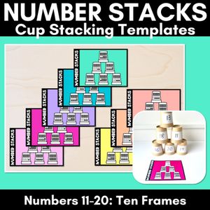 Number Stacks - Cup Stacking Templates - Numbers 11-20 - TEN FRAMES