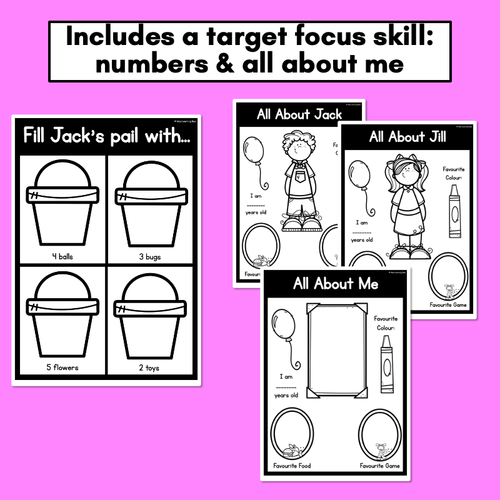 Resource preview 3 for Jack and Jill Nursery Rhyme Worksheets