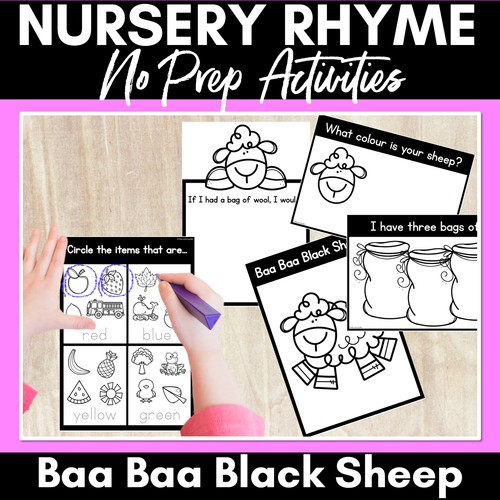 Resource preview 1 for Baa Baa Black Sheep Nursery Rhyme Worksheets