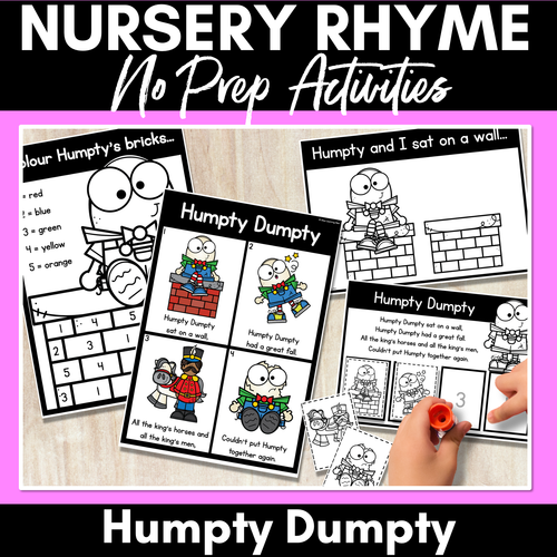 Resource preview 1 for Humpty Dumpty Nursery Rhyme Worksheets