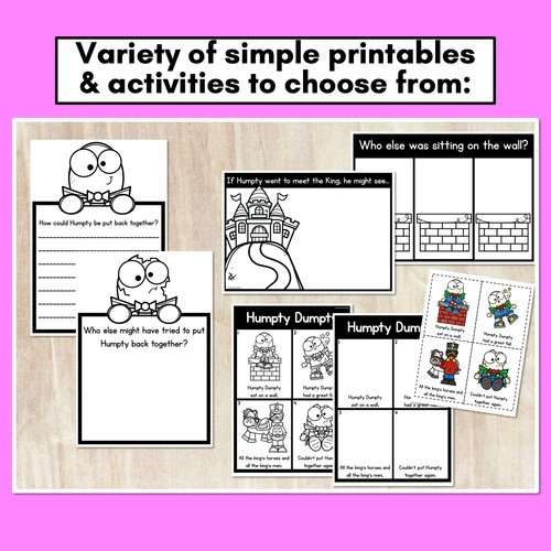 Resource preview 2 for Humpty Dumpty Nursery Rhyme Worksheets