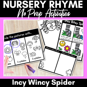 Incy Wincy Spider Nursery Rhyme Worksheets