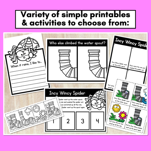 Resource preview 2 for Incy Wincy Spider Nursery Rhyme Worksheets