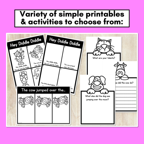 Resource preview 2 for Hey Diddle Diddle Nursery Rhyme Worksheets