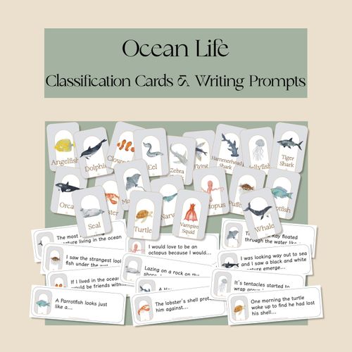 Resource preview 1 for Ocean Life Classification Cards and Writing Prompts