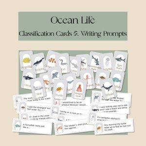 Ocean Life Classification Cards and Writing Prompts