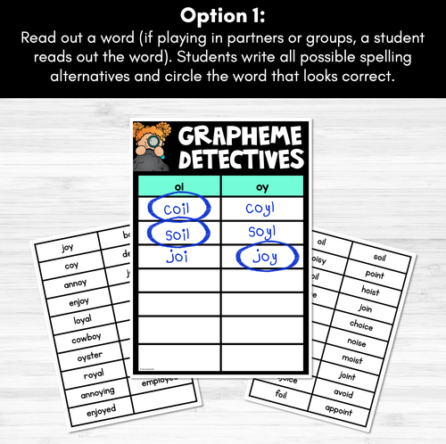 Resource preview 2 for Oy Sound Words Game -  Grapheme Detectives