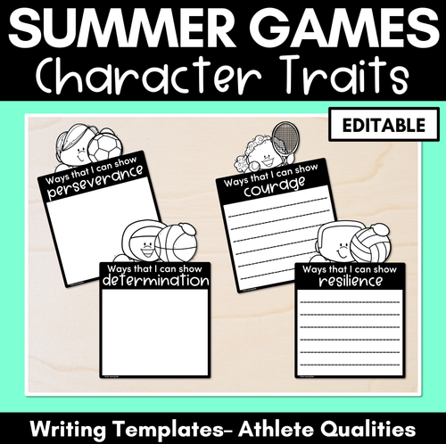 Resource preview 1 for Summer Games Character Traits - Editable Writing Templates for Athlete Qualities