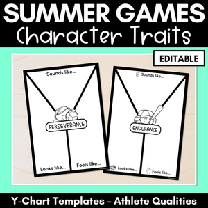 Summer Games Character Traits - Editable Y Chart Templates for exploring qualities of athletes