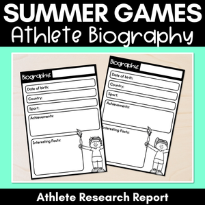 Summer Games Research Report - Athlete Biography - Summer Games Writing Templates