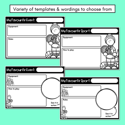 Resource preview 2 for Summer Games Writing Templates - My Favourite Event or My Favourite Sport