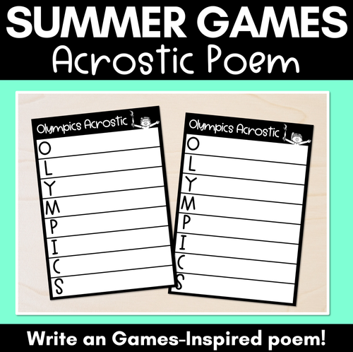 Resource preview 1 for Summer Games Acrostic Poem - Write an Games-inspired poem.