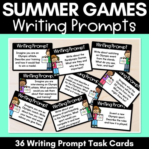 Resource preview 1 for Summer Games Writing Prompts - Editable Olympics Task Cards