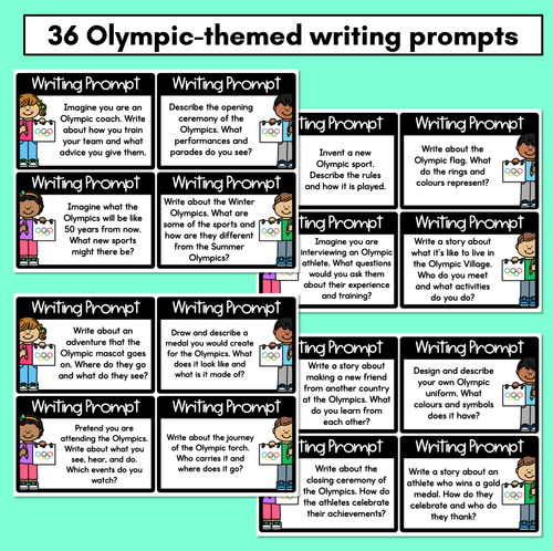 Resource preview 3 for Summer Games Writing Prompts - Editable Olympics Task Cards