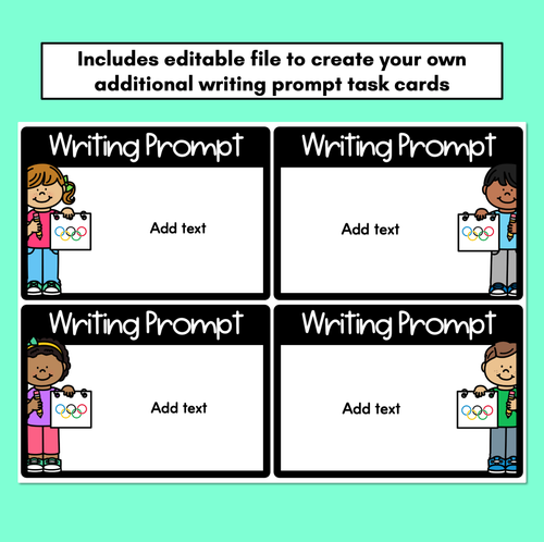 Resource preview 4 for Summer Games Writing Prompts - Editable Olympics Task Cards