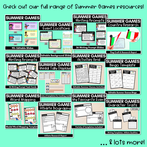 Resource preview 6 for Summer Games Character Traits - Editable Y Chart Templates for exploring qualities of athletes