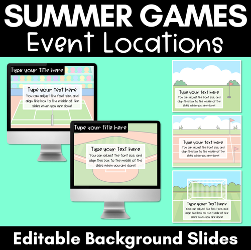 Resource preview 1 for Summer Games Event Locations - Editable Background Slides for Summer Games Activities