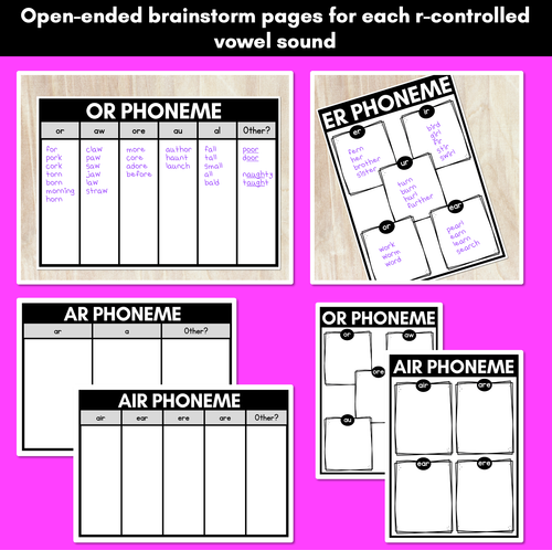 Resource preview 3 for R-Controlled Vowel Sounds Brainstorm Templates & Assessments