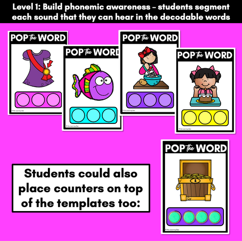 Resource preview 2 for CH SH TH WH WORDS POPPIT TASK CARDS - Phonemic Awareness + Word Mapping