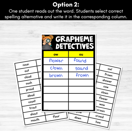 Resource preview 3 for Ow Sound Words Game -  Grapheme Detectives