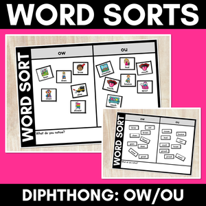 DIPHTHONG OW OU WORD SORT