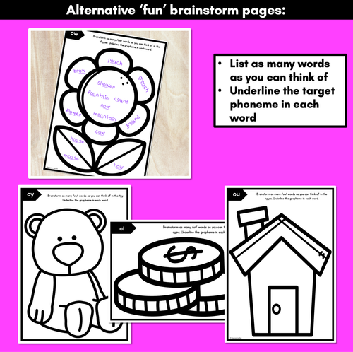 Resource preview 4 for Diphthong Brainstorm Templates & Assessments